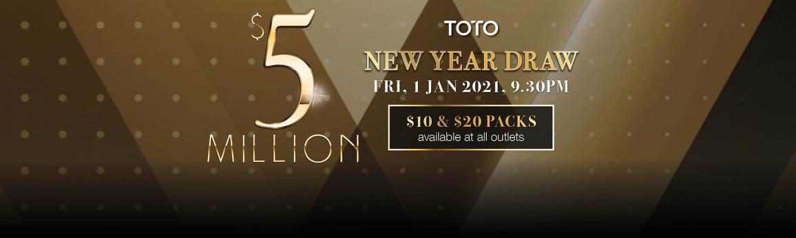 Toto New Year Draw 9 30pm Friday 1st Jan 2021 S 5million